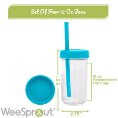 3-in-1 Glass Kids Cups with Straws