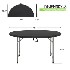 Folding Round Plastic Table - Durable&Lightweight