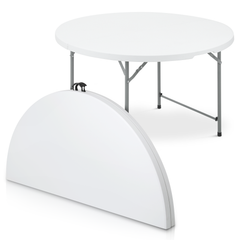 Folding Round Plastic Table - Durable&Lightweight