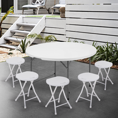 Folding Round Plastic Table - Durable&Lightweight