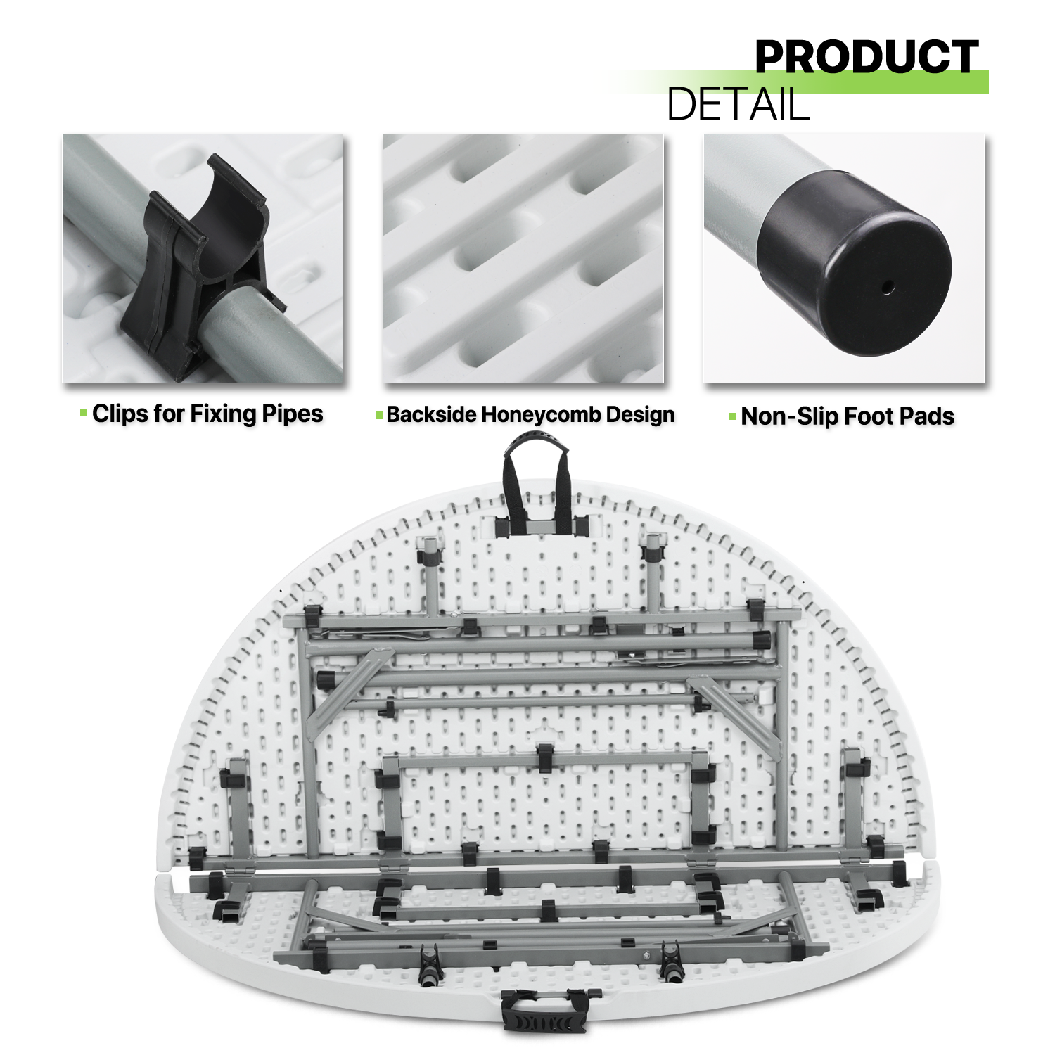 Folding Round Plastic Table - Durable&Lightweight