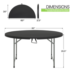 Folding Round Plastic Table - Durable&Lightweight