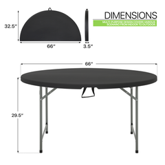 Folding Round Plastic Table - Durable&Lightweight