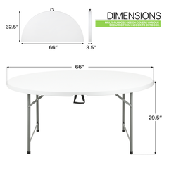 Folding Round Plastic Table - Durable&Lightweight