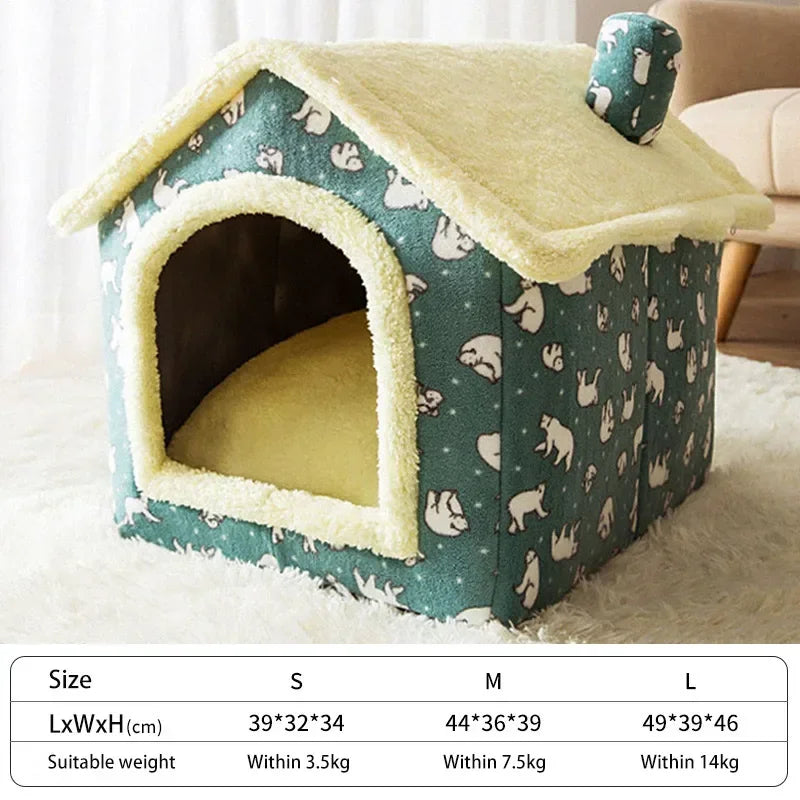 Foldable Dog-Cat House Kennel Bed Mat – Warm Bed