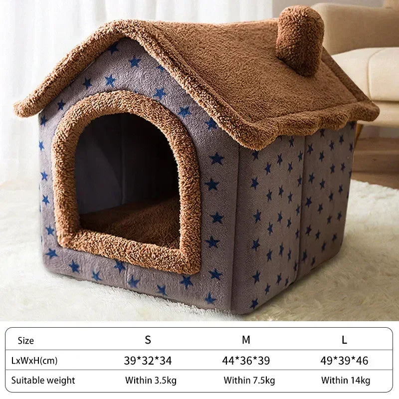 Foldable Dog-Cat House Kennel Bed Mat – Warm Bed