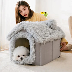 Foldable Dog-Cat House Kennel Bed Mat – Warm Bed