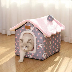 Foldable Dog-Cat House Kennel Bed Mat – Warm Bed