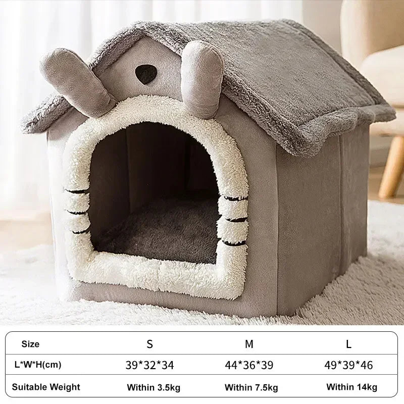 Foldable Dog-Cat House Kennel Bed Mat – Warm Bed