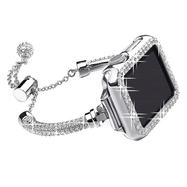 Elegant Rhinestone Bracelet and Case for Apple Watch