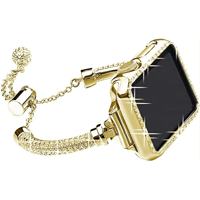 Elegant Rhinestone Bracelet and Case for Apple Watch